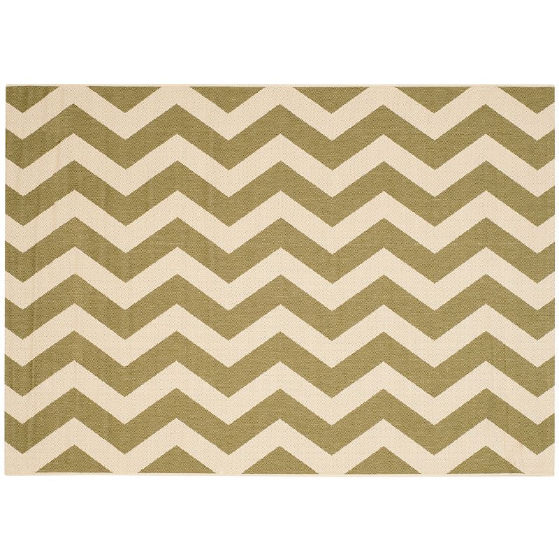 Safavieh Courtyard Foxtrot Chevron Indoor Outdoor Rug, Green, 6.5X9.5 Ft