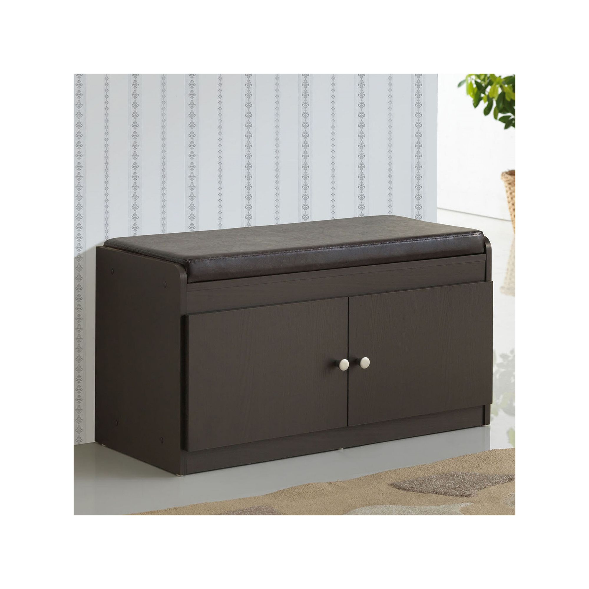 Baxton Studio Margaret Shoe Cabinet Bench, Dark Brown