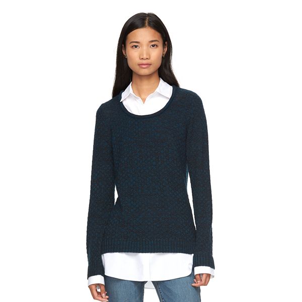 Mock layered outlet sweater