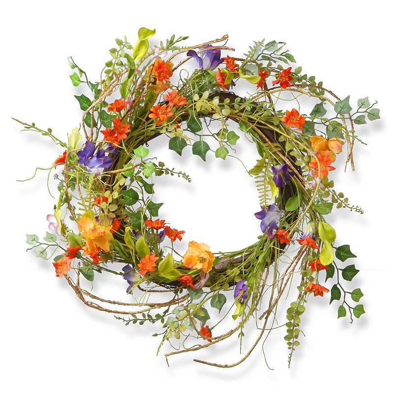 National Tree Company 22 Artificial Morning Glory Wreath, Multicolor