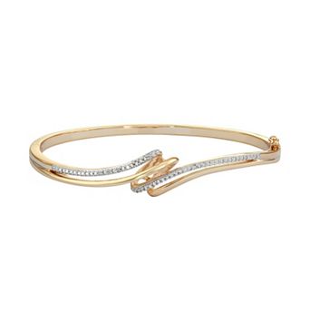 Classic Treasures 18k Gold Over Silver Diamond Accent Bypass Bangle Bracelet