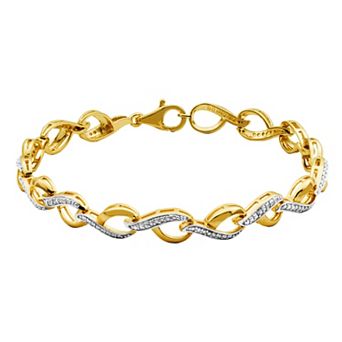 Classic Treasures 18k Gold Over Silver Diamond Accent Infinity Bracelet