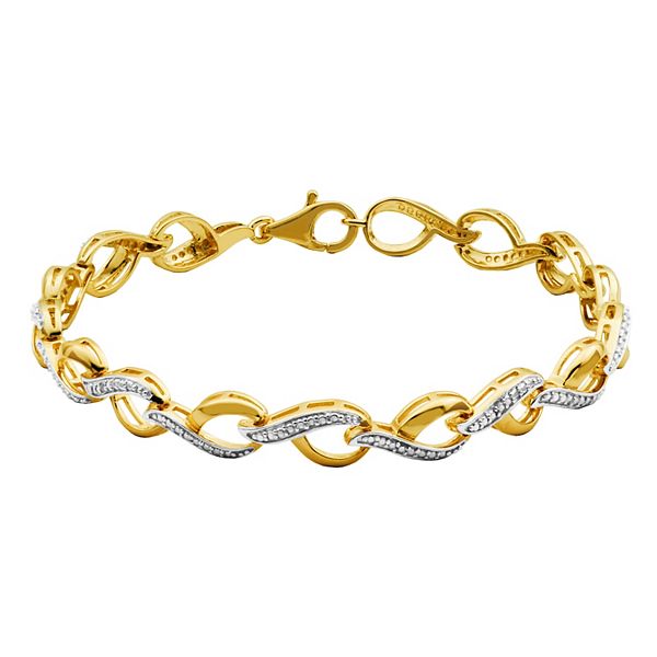 18k Gold Over Silver Diamond Accent Infinity Bracelet