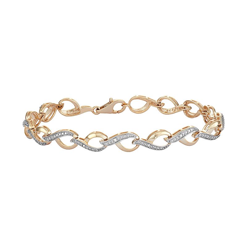 18k Gold Over Silver Diamond Accent Infinity Bracelet, Womens, Size: 7.5