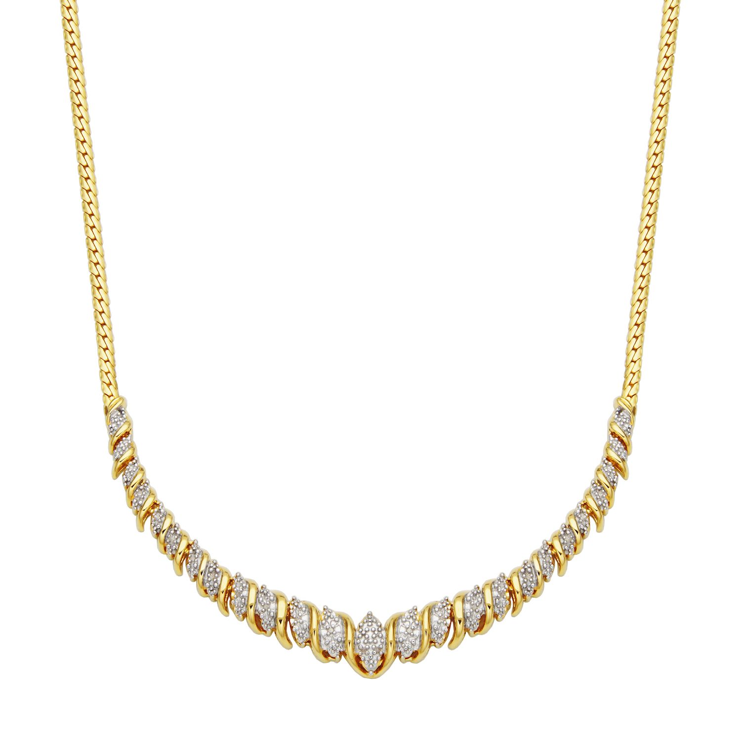 HYT Jewelry 18kt gold and platinum diamond necklace - Silver