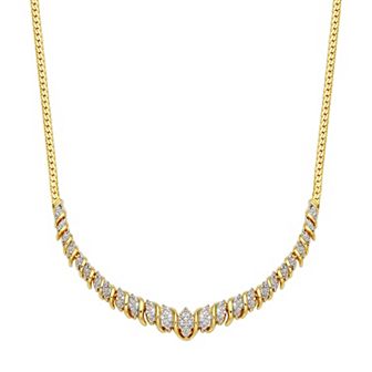 Classic Treasures 18k Gold Over Silver 1/10 Carat T.W. Diamond Collar Necklace