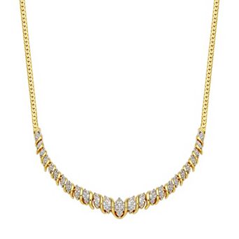 Classic Treasures 18k Gold Over Silver 1/10 Carat T.W. Diamond Collar Necklace