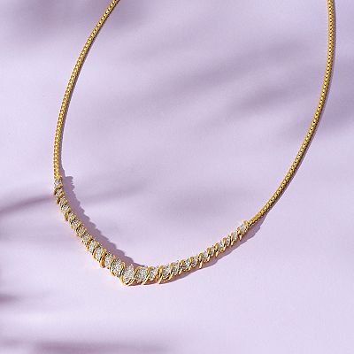 18k Gold Over Silver 1 10 Carat T.W. Diamond Collar Necklace