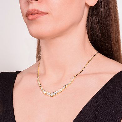 Classic Treasures 18k Gold Over Silver 1/10 Carat T.W. Diamond Collar Necklace
