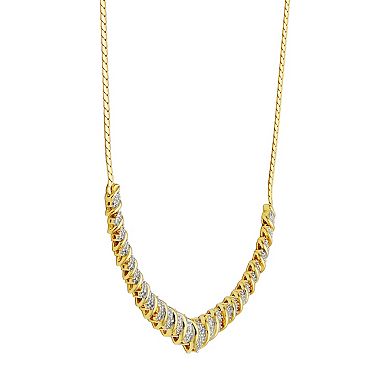 Classic Treasures 18k Gold Over Silver 1/10 Carat T.W. Diamond Collar Necklace