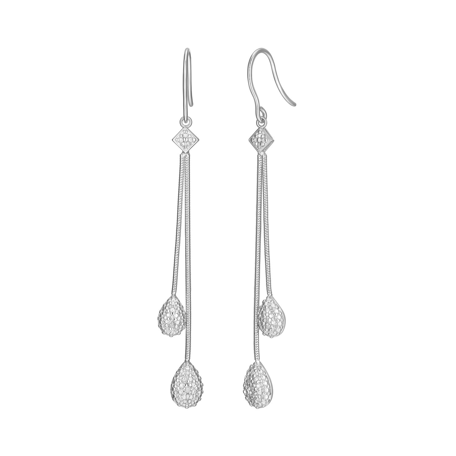 thumbnail image 2 of Stainless Steel CZ Stud Earrings – Silver-Tone White Cubic Zirconia Dangle Drop 2 of 6