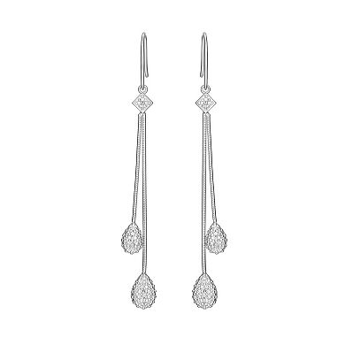Sterling Silver Diamond Accent Linear Drop Earrings