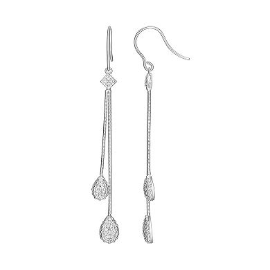 Sterling Silver Diamond Accent Linear Drop Earrings