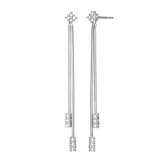 Classic Treasures Sterling Silver 1/4 Carat T.W. Diamond Linear Drop Earrings