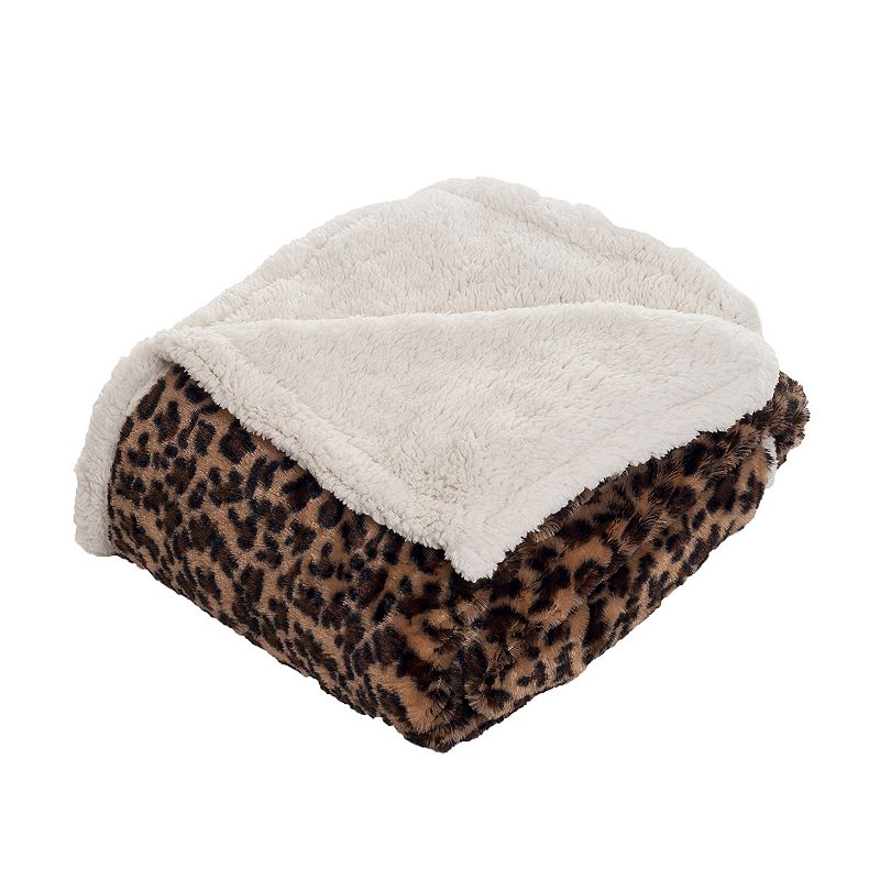 Fleece Sherpa Blanket Throw, Dark Brown