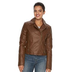 Womens Brown Faux Leather Coats &amp Jackets - Outerwear Clothing