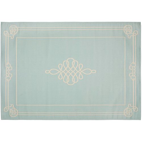 Safavieh Courtyard Scroll Pendant Framed Indoor Outdoor Rug