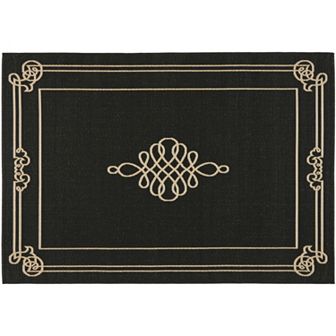 Safavieh Courtyard Scroll Pendant Framed Indoor Outdoor Rug