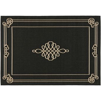 Safavieh Courtyard Scroll Pendant Framed Indoor Outdoor Rug