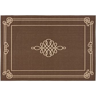 Safavieh Courtyard Scroll Pendant Framed Indoor Outdoor Rug