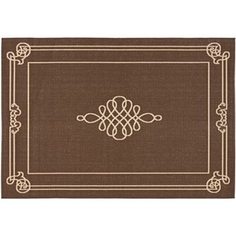 Safavieh Courtyard Scroll Pendant Framed Indoor Outdoor Rug