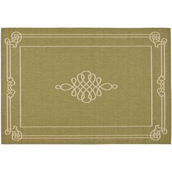 Safavieh Courtyard Scroll Pendant Framed Indoor Outdoor Rug