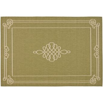 Safavieh Courtyard Scroll Pendant Framed Indoor Outdoor Rug