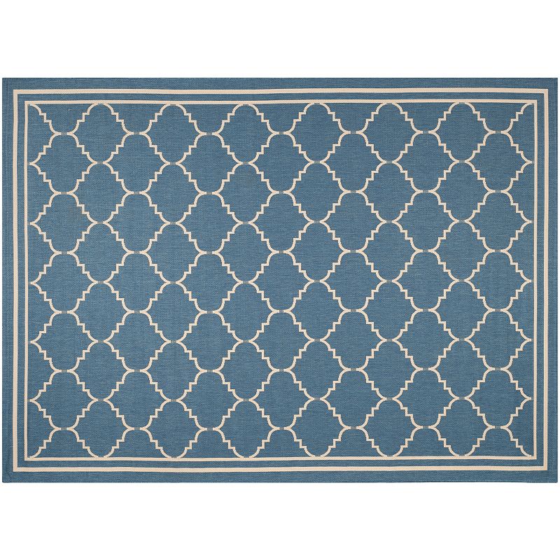 Safavieh Courtyard Jagged Edge Framed Trellis Indoor Outdoor Rug, Blue, 6.5Ft Rnd