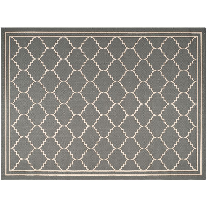 Safavieh Courtyard Jagged Edge Framed Trellis Indoor Outdoor Rug, Grey, 6.5Ft Rnd