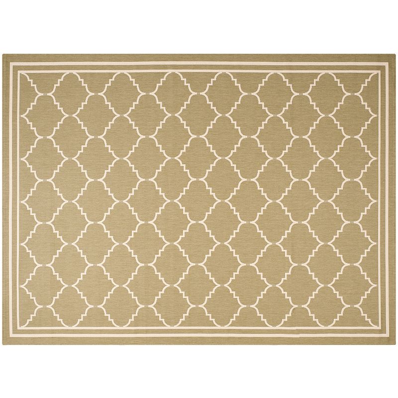 Safavieh Courtyard Jagged Edge Framed Trellis Indoor Outdoor Rug, Green, 6.5X9.5 Ft