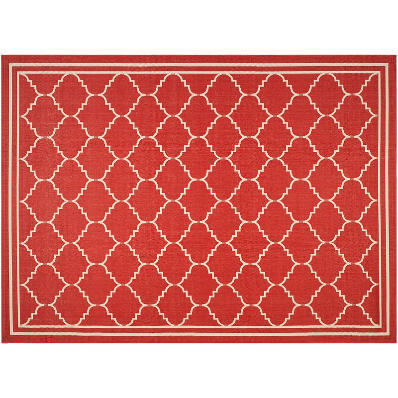 Safavieh Courtyard Jagged Edge Framed Trellis Indoor Outdoor Rug, Red, 6.5Ft Sq