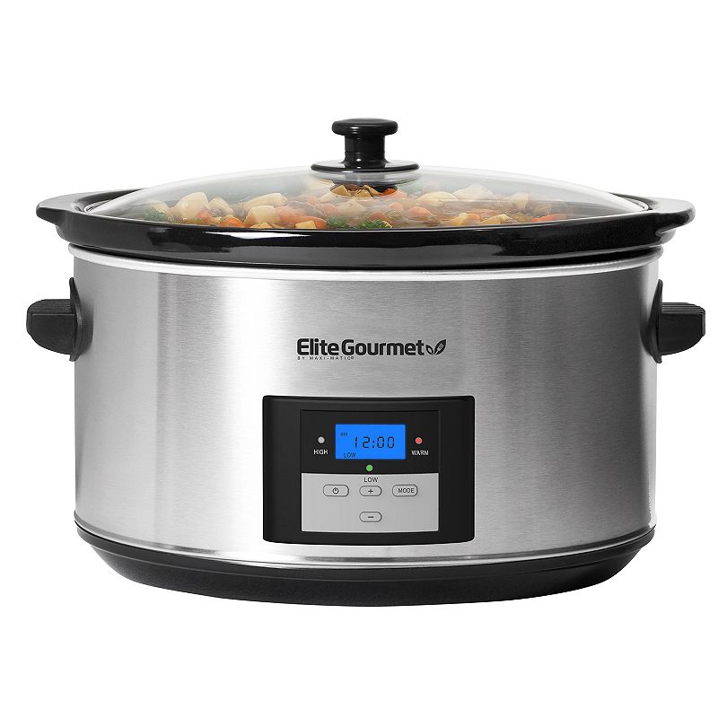 Elite Platinum Digital Slow Cooker  Stainless Steel  8.5 Quart