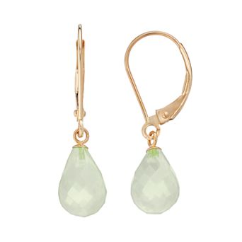 14k Gold Lemon Quartz Briolette Drop Earrings