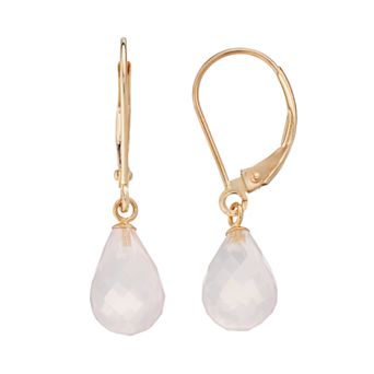 14k Gold Rose Quartz Briolette Drop Earrings