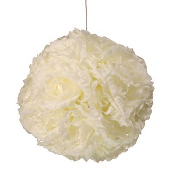 National Tree Company 9" Artificial White Rose Hanging Ball