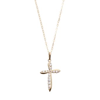 10k Gold Cubic Zirconia Cross Pendant Necklace