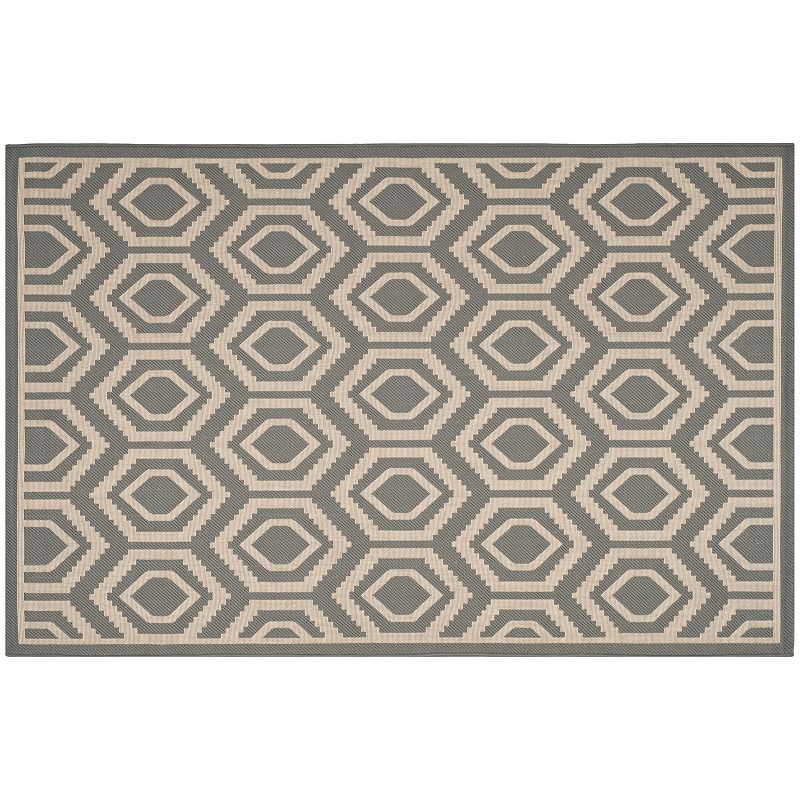 Safavieh Courtyard Tribal Geometric Indoor Outdoor Rug, Grey, 8Ft Rnd