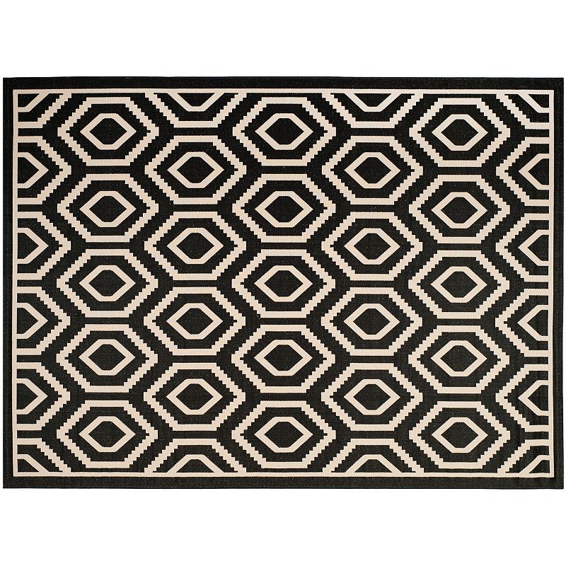 Safavieh Courtyard Tribal Geometric Indoor Outdoor Rug, Black, 6.5X9.5 Ft