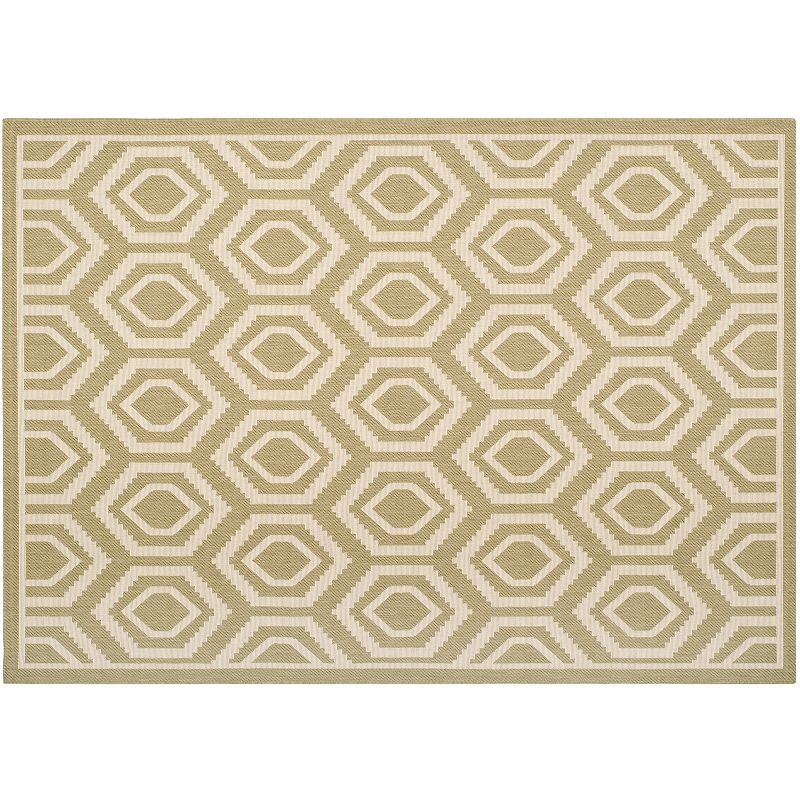 Safavieh Courtyard Tribal Geometric Indoor Outdoor Rug, Green, 6.5X9.5 Ft