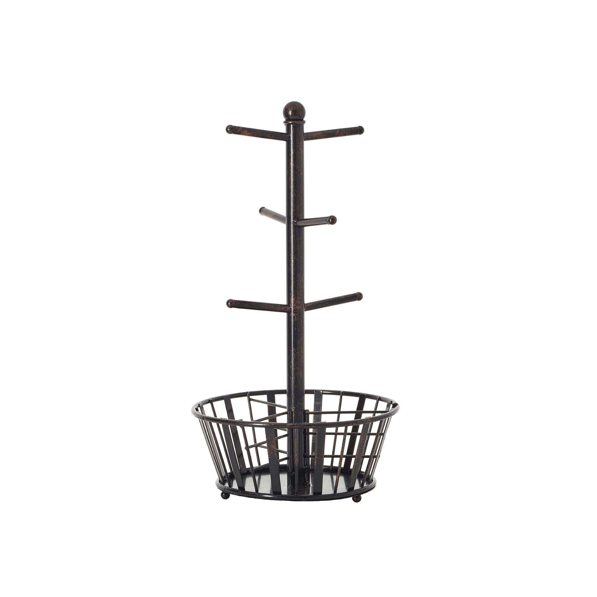 Gourmet Basics Band & Stripe Mug Tree, Black