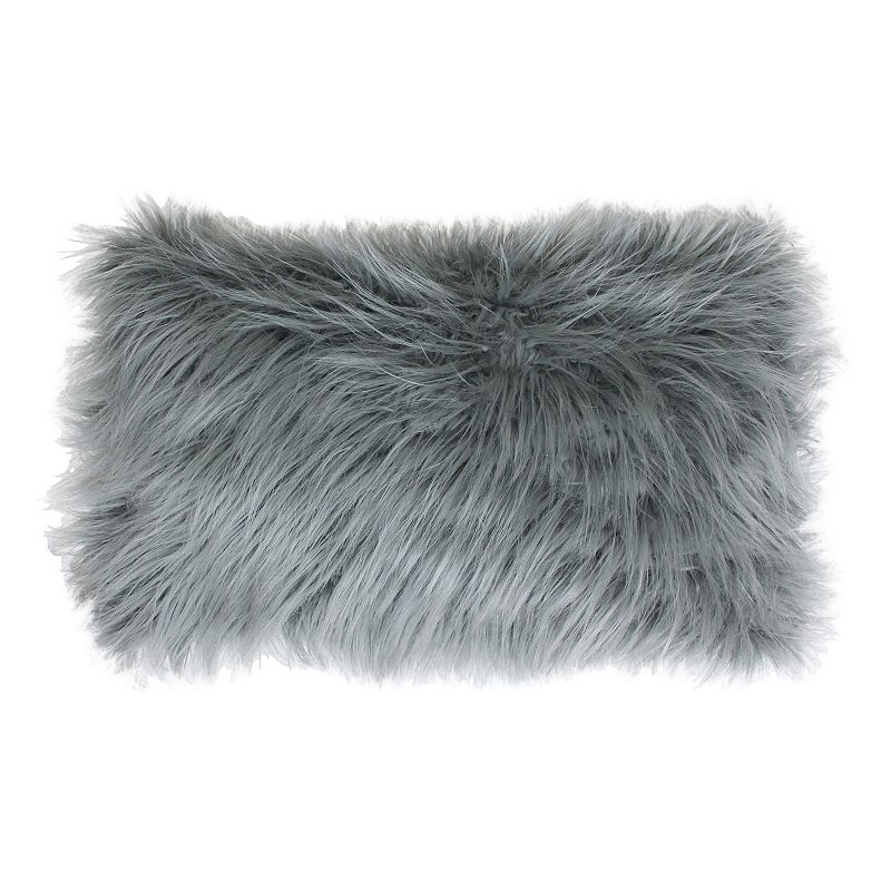 UPC 807882290839 product image for THRO by Marlo Lorenz Keller Faux Fur Oblong Throw Pillow, Silver, 12X20 | upcitemdb.com