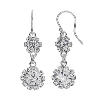 Vieste Simulated Crystal Flower Double Drop Earrings