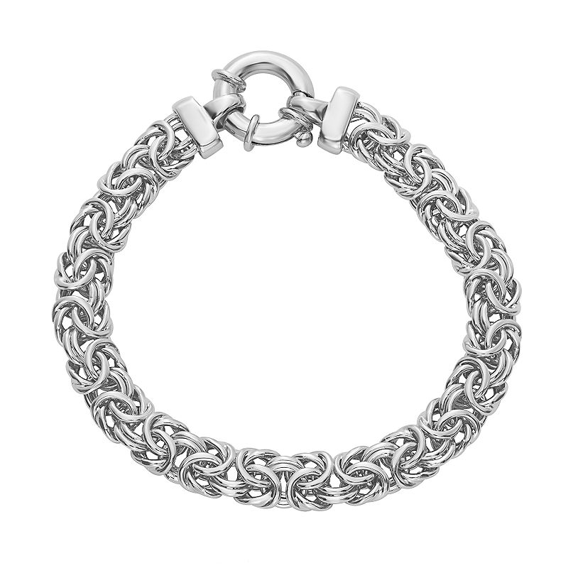 Sterling Silver 8 in. Byzantine Chain Bracelet, Womens, Size: 8, Grey