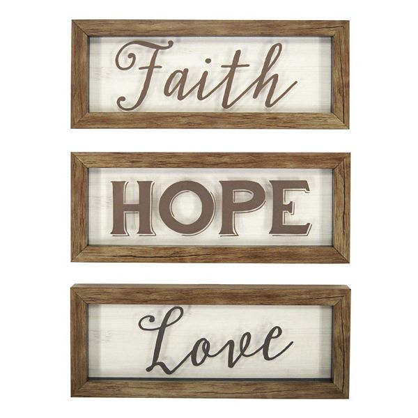 FAITH HOPE LOVE star Country Primitive Wood inspirational wall decor sign 