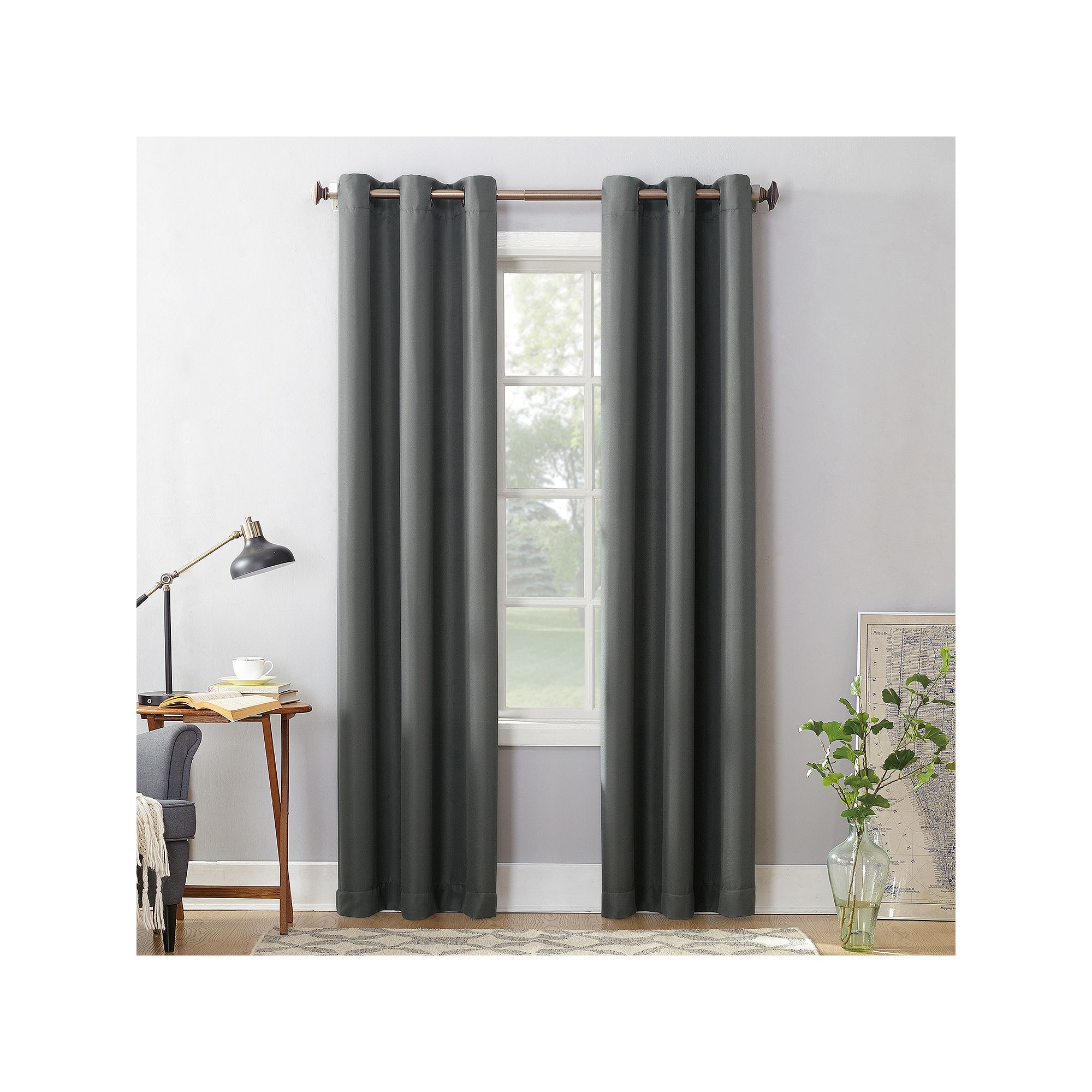 No. 918 1-Panel Montego Casual Textured Grommet Window Curtain, Grey