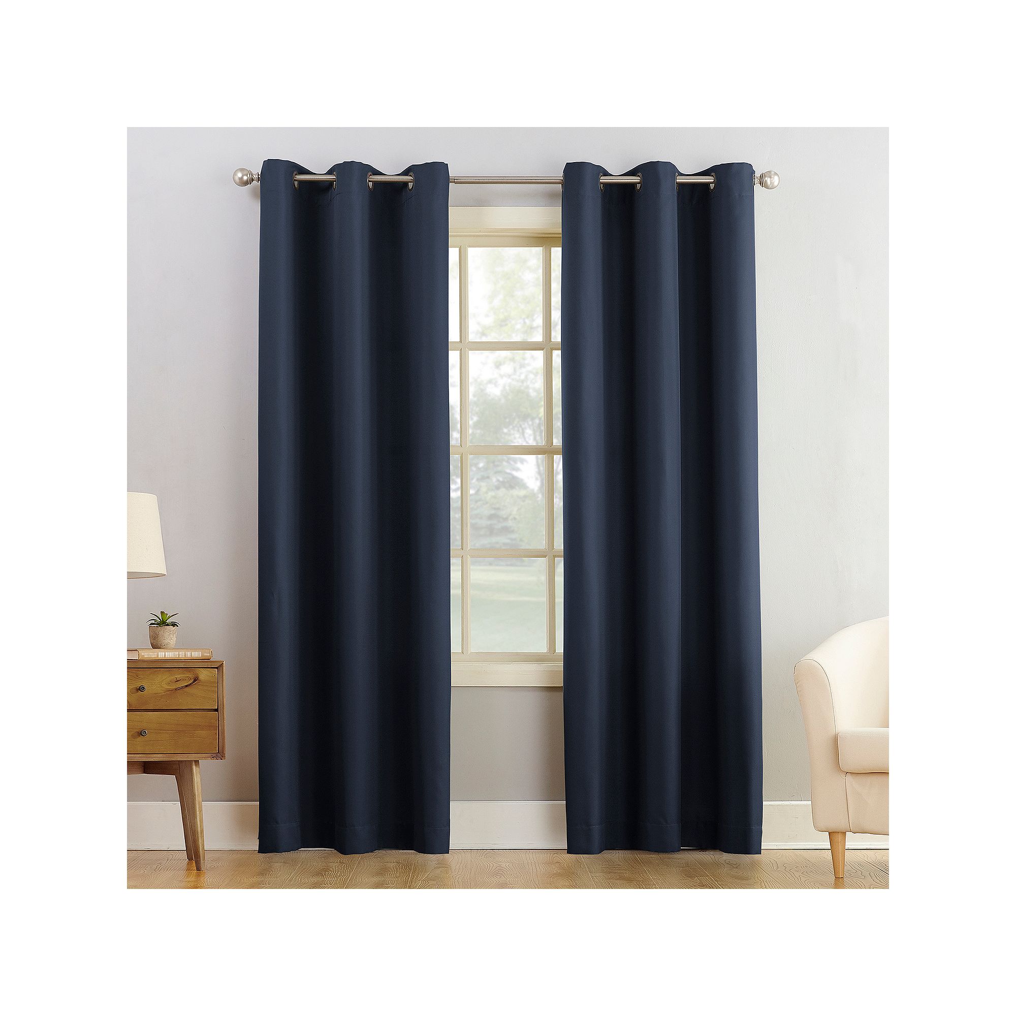 No. 918 1-Panel Montego Casual Textured Grommet Window Curtain, Blue