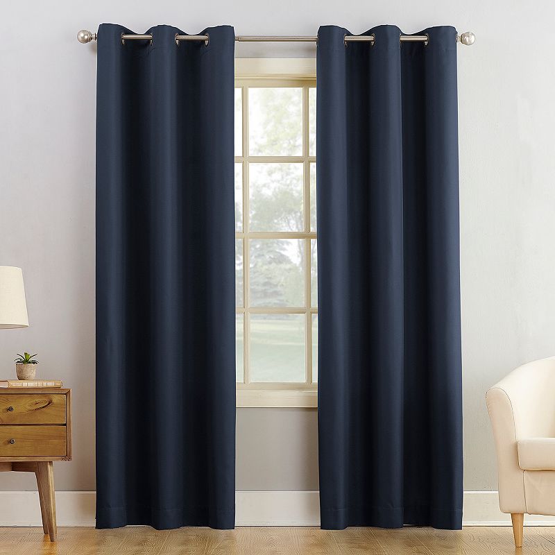 No. 918 Nathan Casual Textured Semi-Sheer Grommet Curtain Panel  84.00  x 48.00   Blue