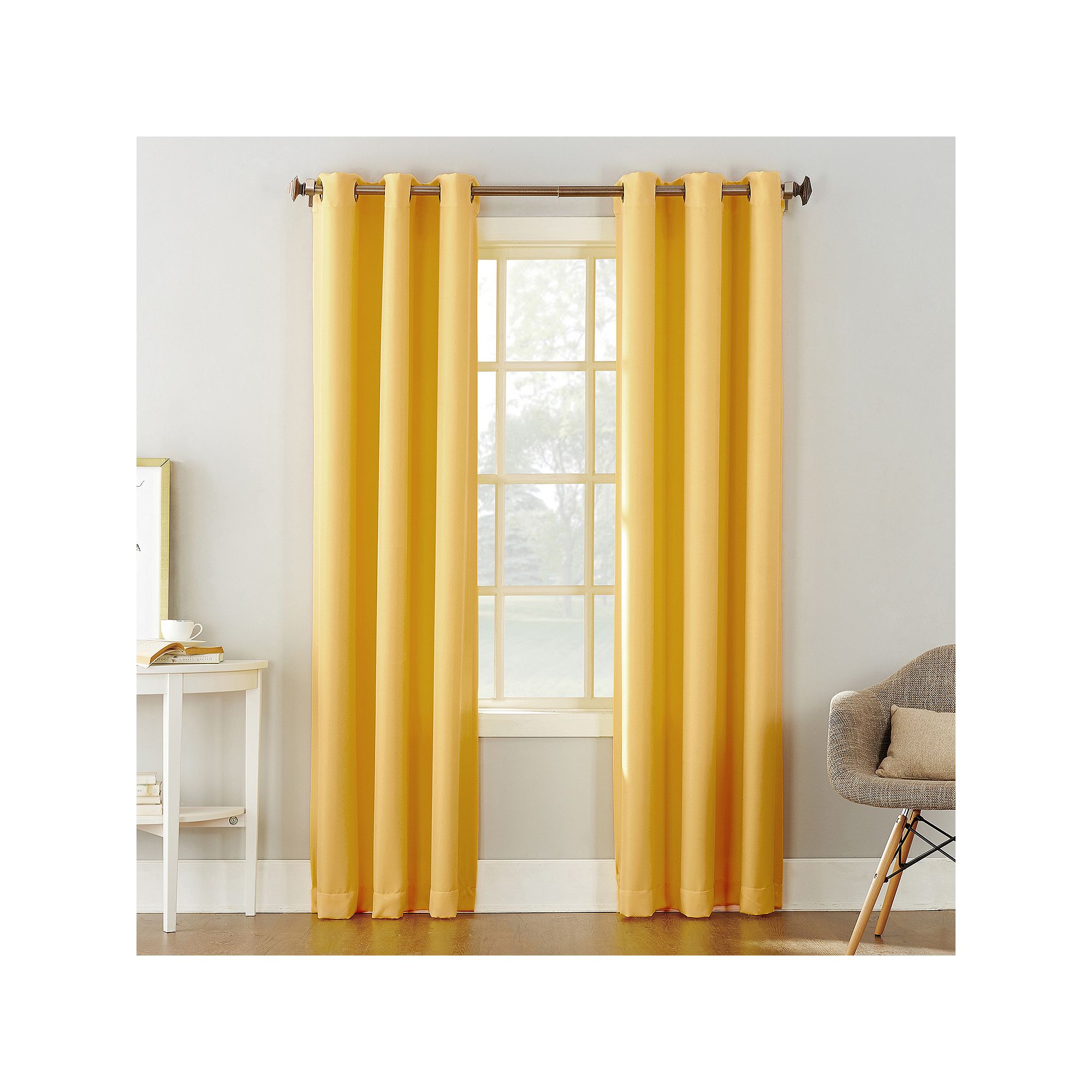 No. 918 1-Panel Montego Casual Textured Grommet Window Curtain, Yellow