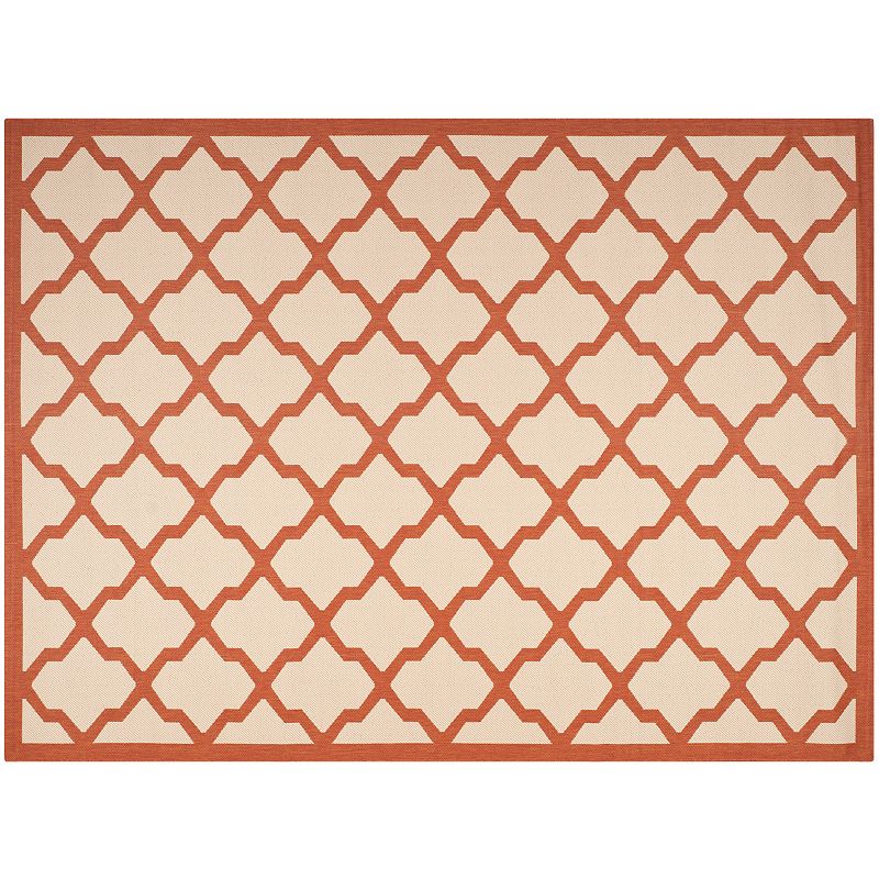 Safavieh Courtyard Moroccan Lattice Indoor Outdoor Rug, Beig/Green, 8Ft Sq