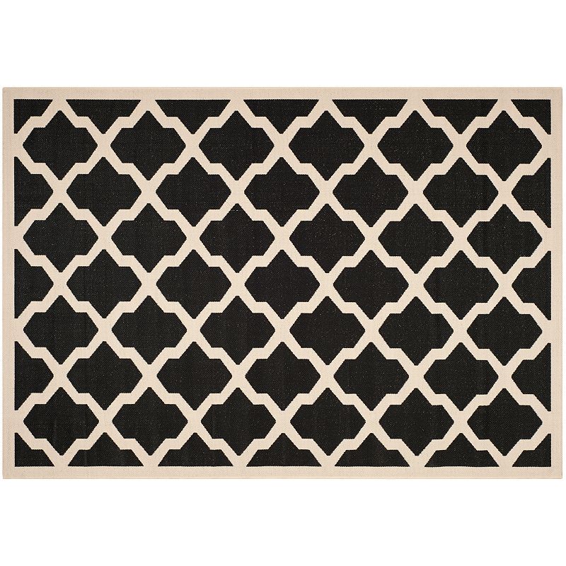 Safavieh Courtyard Moroccan Lattice Indoor Outdoor Rug, Black, 8Ft Sq
